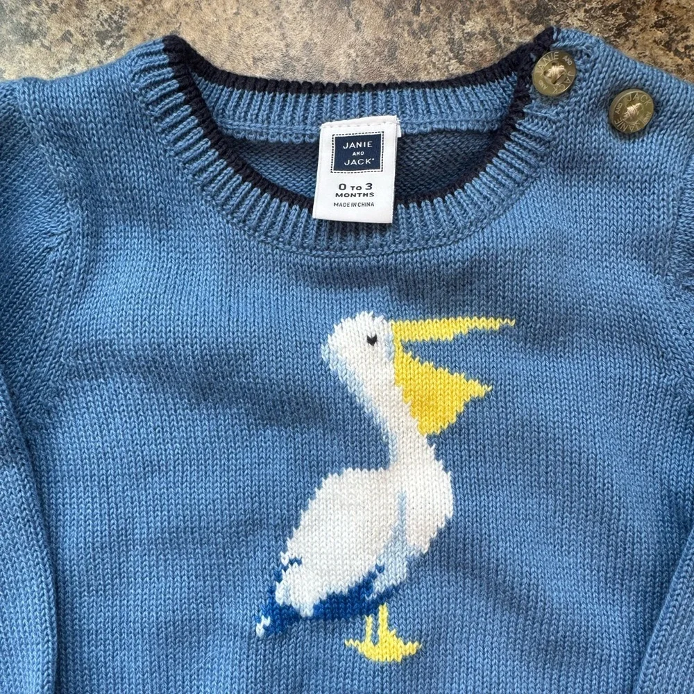 Janie and Jack Cornflower Blue Pelican Sweater